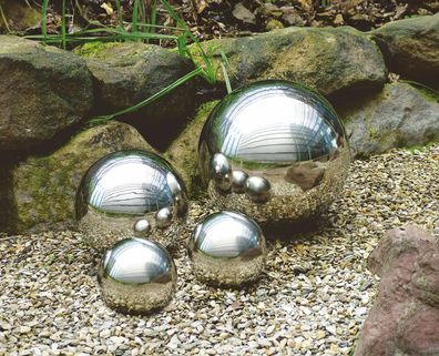 Dekokugel Edelstahl glänzend - 15 cm - Deko Garten Schwimm Kugel poliert Außen Innen