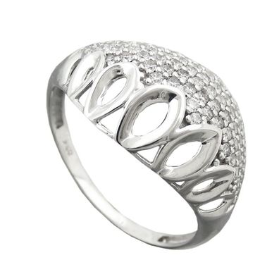Ring 13mm mit vielen Zirkonias glänzend rhodiniert Silber 925 Ringgröße 54