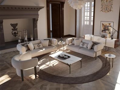 Wohnzimmer Luxus Modern 2x Sofa Zweisitzer Polster Textil Design Einrichtung