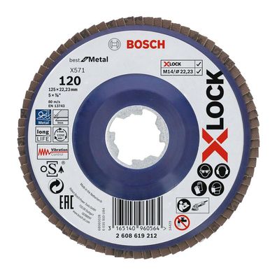 Bosch X-LOCK Fächerscheibe 125 mm K120 gerade X571 Best for Metal 2608619212