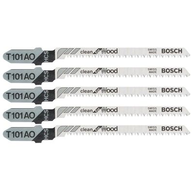 Bosch 5x Stichsägeblätter T 101 AO Clean for Wood Länge 83 mm 2608630031