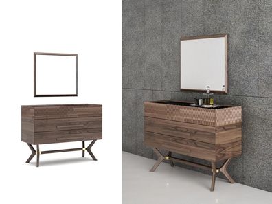 Luxus Kommode mit Spiegel Schlafzimmer Stil Modern Holzschrank Design