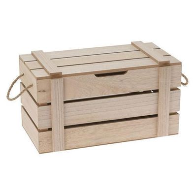 Aufbewahrungsbox Holzkiste mit Deckel und Griffen Dekokorb beige Modern Deko Dekobox