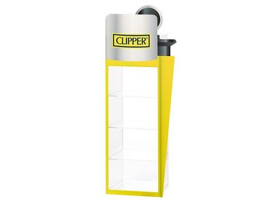 Original Clipper Feuerzeugaufsteller Disyplay gelb (ohne Inhalt)