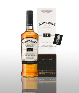 Bowmore 12 Jahre Islay Single Malt Scotch Whisky 0,7L (40% vol.) - [Enthält Sul