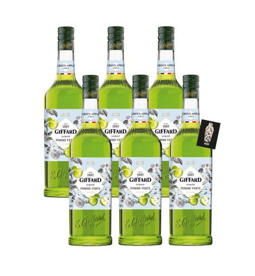 Giffard 6er-Set Grüner Apfel Sirup Green Apple Syrup Sirop Pomme Verte 6x1L