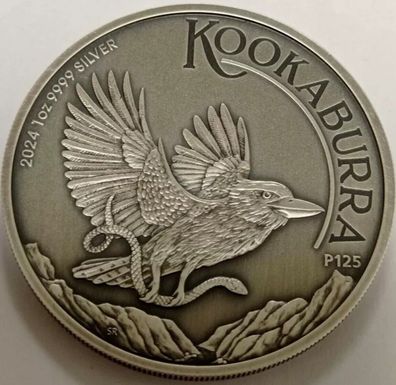 Silbermünze 1 oz Australien Kookaburra 2024 Perth Mint 999 Silber Antik