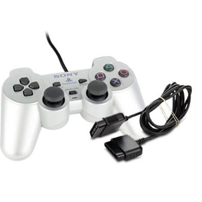 Original Playstation 2 Controller - Pad in Silber - PS2 + Controller Verlängerung