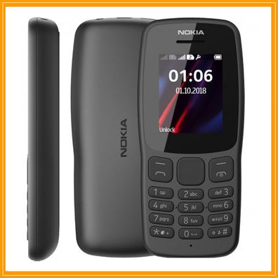 Nokia 106 2018 Dual SIM Handy GSM Ohne Simlock Handy Schwarz NEU OVP