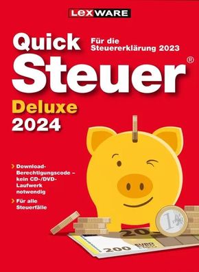Lexware Quick Steuer Deluxe 2024 - Für das Steuerjahr 2023 - PC Download Version