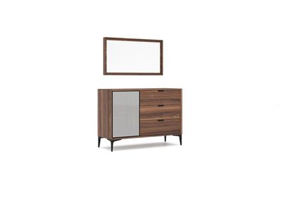 Modern Design Möbel Schlafzimmer Braun Kommode mit Spiegel Luxus