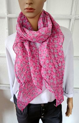 Italy Blogger Schal Halstuch Seide/ Baumwolle asymetrisch schöne Blüten Pink
