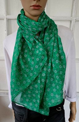 Italy Blogger Schal Halstuch Seide/ Baumwolle asymetrisch schöne Blüten Grün