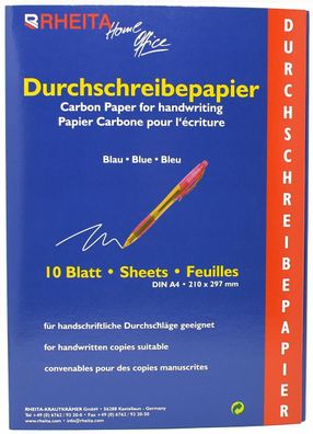 RHEITA 8173-10 Durchschreibepapier - A4, 10 Blatt, blau