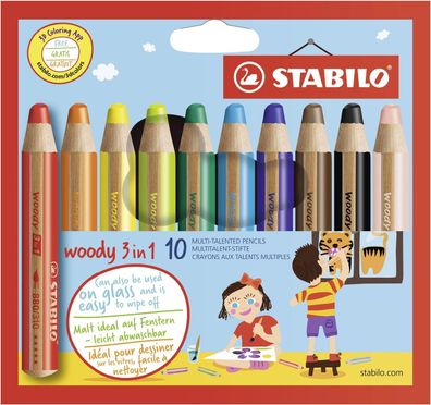 Stabilo® 880/10 Multitalent-Stift woody 3 in 1, Kartonetui mit 10 Stiften