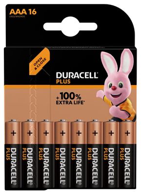 Duracell 16 Duracell Batterien PLUS Micro AAA 1,5 V