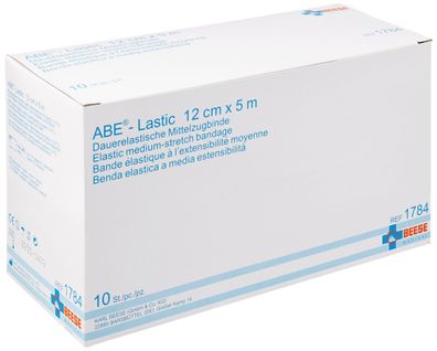 ABE® lastic unsteril dauerelastische Mittelzugbinde, 12 cm x 5 m | Packung (10 Stück)