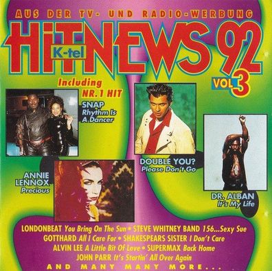 CD: Hit News 92 Volume 3 (1992) K-tel 330045-2