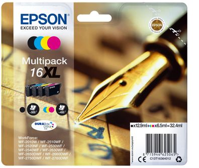 Epson C13T16364012 Epson DURABrite Ultra XL Multipack BK/ C/ M/ Y T 163 T 1636