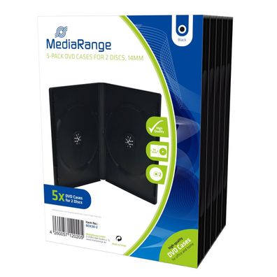 MediaRange BOX30-2 5er-Pack DVD-Hüllen für 2 Disc 14mm, schwarz