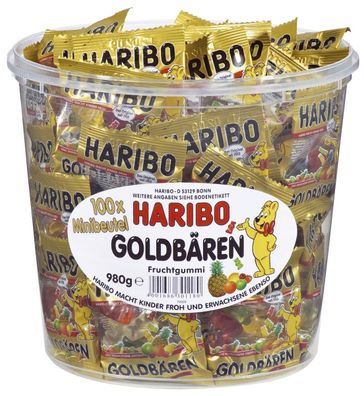 Haribo 4161501 Fruchtgummi - mini Goldbären, 100 Minibeutel