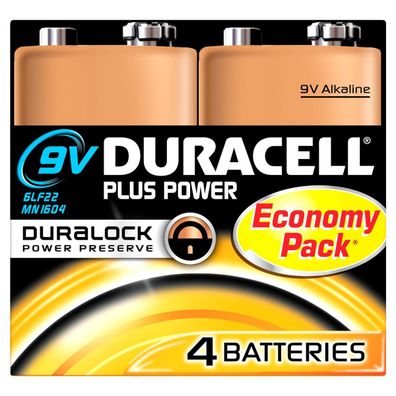 Duracell 4 Batterien PLUS E-Block 9,0 V