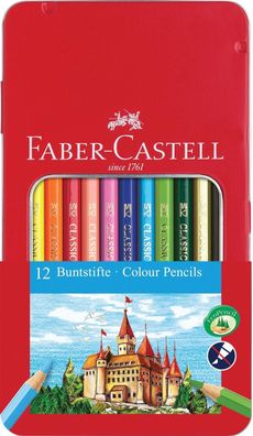 Faber-Castell 115801 Hexagonal-Buntstifte CASTLE 12er Metalletui(S)