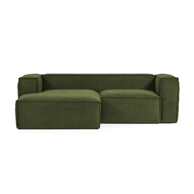 Sofa Blok 2-Sitzer mit Longchair links grün 240 cm