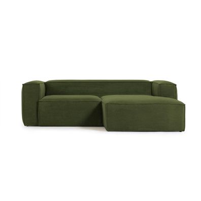 Sofa Blok 2-Sitzer mit Longchair rechts grün 240 cm