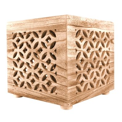 Hocker Beistelltisch Holz Sitzwürfel Sitzhocker Würfel Cube Nachttisch Braun Natur...