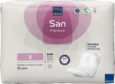 ABENA San Premium 2 Inkontinenzvorlagen Einlagen Für Männer Und Frauen 30 Stück
