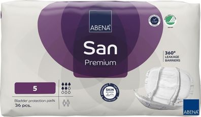 ABENA San Premium 5 Inkontinenzvorlagen Einlagen Für Männer Und Frauen 36 Stück