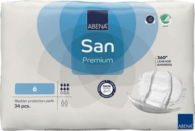 ABENA San Premium 6 Inkontinenzvorlagen Einlagen Für Männer Und Frauen 34 Stück