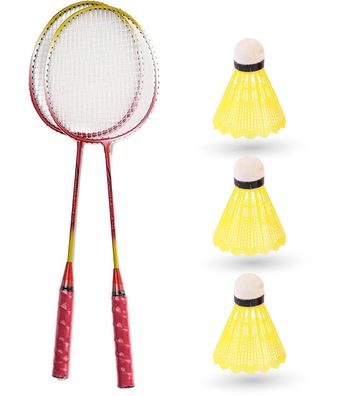 Sportyfits® Badminton Erwachsene Schläger Set inkl. 3X Federbälle Badmintonbälle