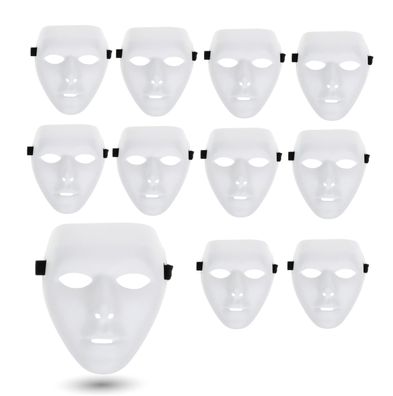 Kostümheld® 12x Maske weiß - Theathermaske zum bemalen und basteln Anonymous Maske