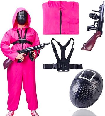 Kostümheld® Game Squid 4 in 1 Set Kostüm Erwachsene - Anzug aufblasbare Gewehr Maske