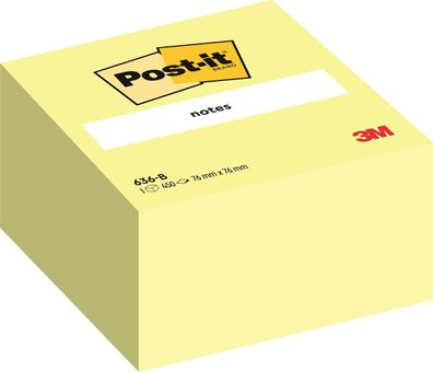 Post-it® 636B Haftnotiz-Würfel 76 x 76 mm gelb(T)