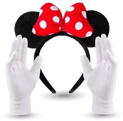 Kostümheld® 3x 2 in 1 Minnie Maus Set Ohren mit Handschuhen Damen Fasching / Karneval
