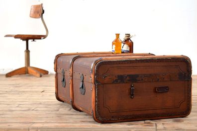 Koffer Übersee Möbel Maritim Alt Vintage Antik Truhe Kiste mit Deckel R. Sc.