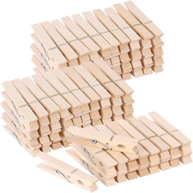 Everhomely® 160 Klammern aus echtem Holz - Wäscheklammern Holzklammern