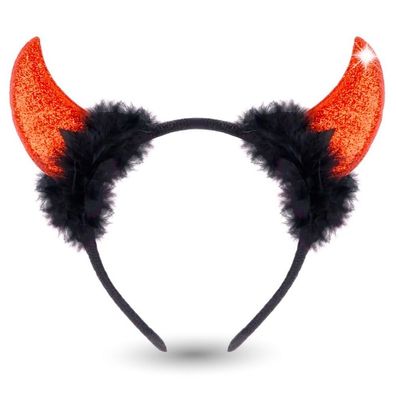Kostümheld® Teufelsohren Kopfbedeckung Teufelshörner Accessoire zu Kostüm Fasching