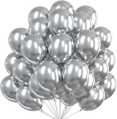 Dekotalent® 100x Luftballons Ballons Luft Helium Latexballon Dekoration silber