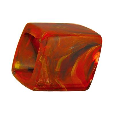 Tuchring 45x36x18mm Sechseck rot-braun-marmoriert glänzend Kunststoff