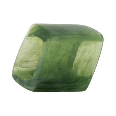 Tuchring 45x36x18mm Sechseck olivgrün-transparent marmoriert glänzend Kunststoff