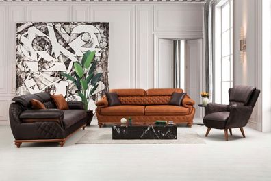 Wohnzimmer Komplett 3tlg Modern 2x Dreisitzer Sofa Couch Luxus Sessel Neu