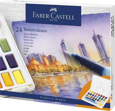 Faber-Castell 169724 FABER-CASTELL Aquarellfarbe in Näpfchen, 24er Etui
