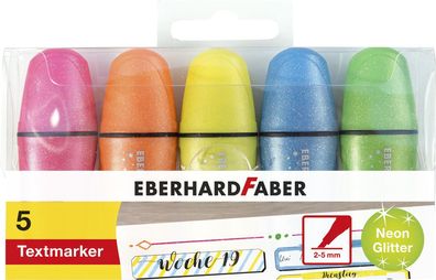 Eberhard Faber 551408 Textmarke Mini Glitzer Neon - 5 Farben, Kunststoffetui