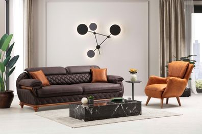 Modern Komplett Wohnzimmer Set Sessel Sofa Couch Polster Sitzer Dreisitzer