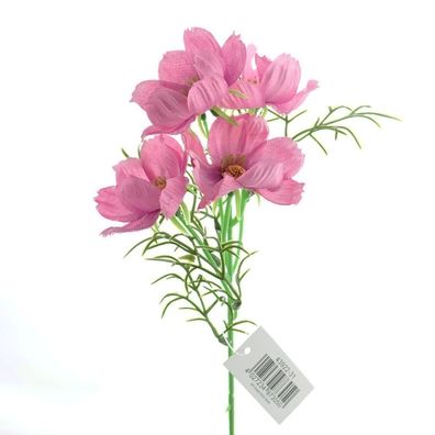 DPI Kosmeen - Cosmea Stiel Rosa mit vier Blüten 39 cm - Kunstblumen