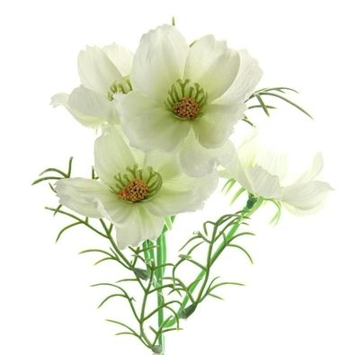 DPI Kosmeen - Cosmea Stiel Weiß mit grüner Mitte & 4 Blüten 39 cm - Kunstblumen
